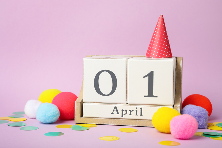 A block calendar showing April Fools Day