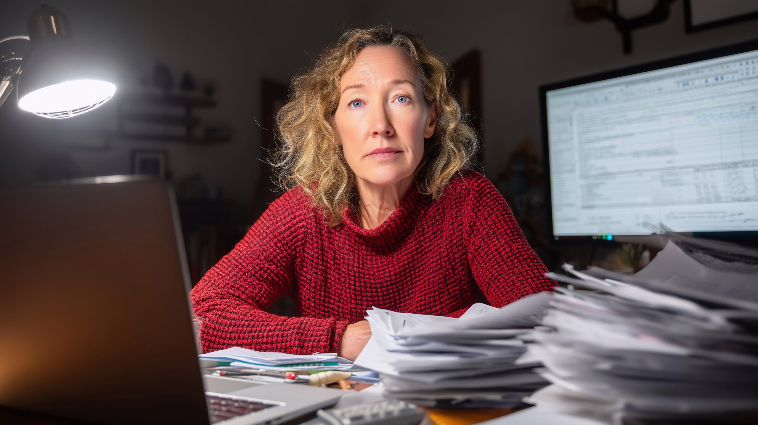 accountant reviewing messy tradie Xero file at desk before BAS lodgement.